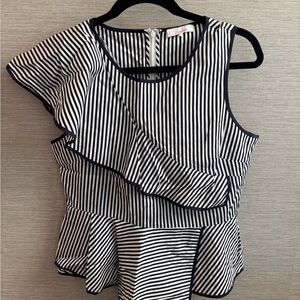Parker Navy and White Striped Blouse
